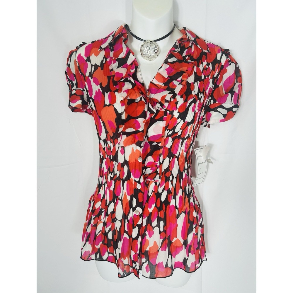 Vintage Nicola Womens Y2K Sheer Crinkle Ruffle Fairy Top Size S Whimsical Artsy